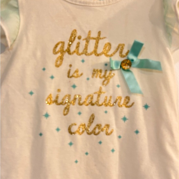 Teal and gold tulle outfit. Onesies and a sparkle tulle skirt size 18 months - Picture 7 of 9